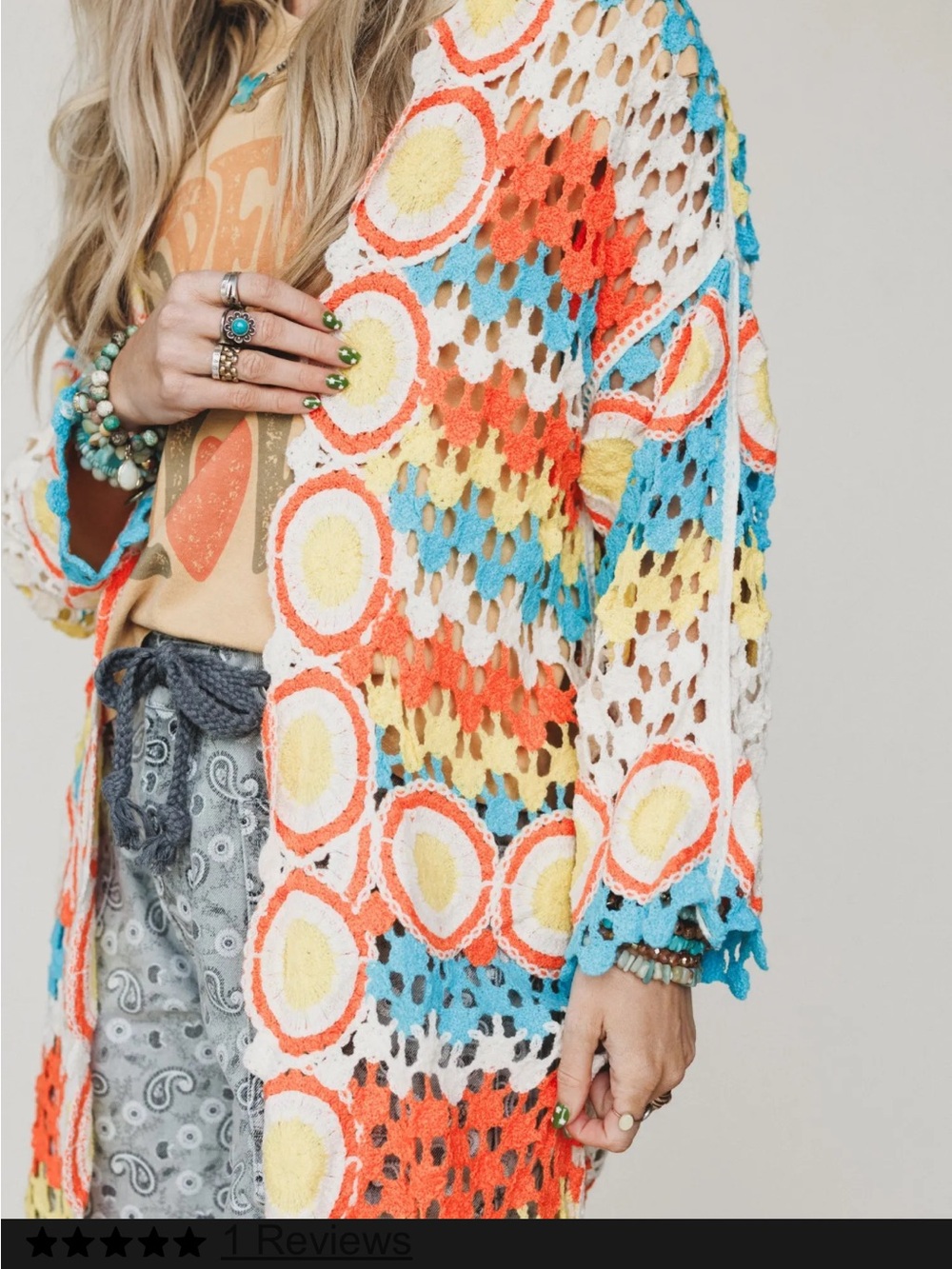 Crochet Multi-Color Cardigan - Picture 2 of 10